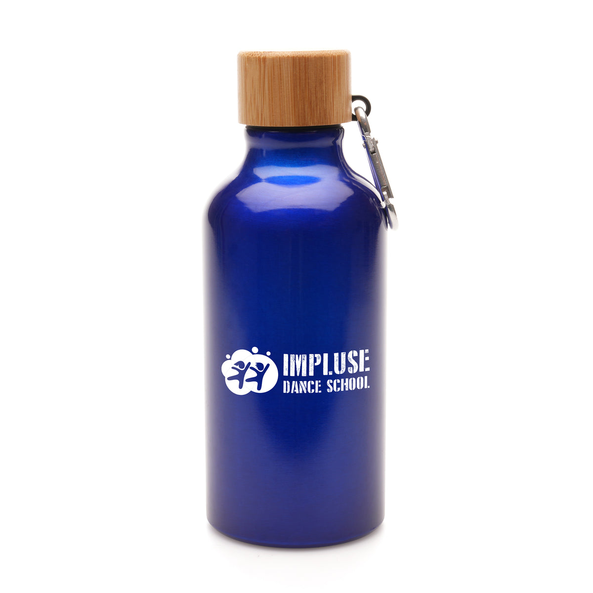 Branded 400ml Recycled Aluminium and Bamboo Drinks Bottle in Blue