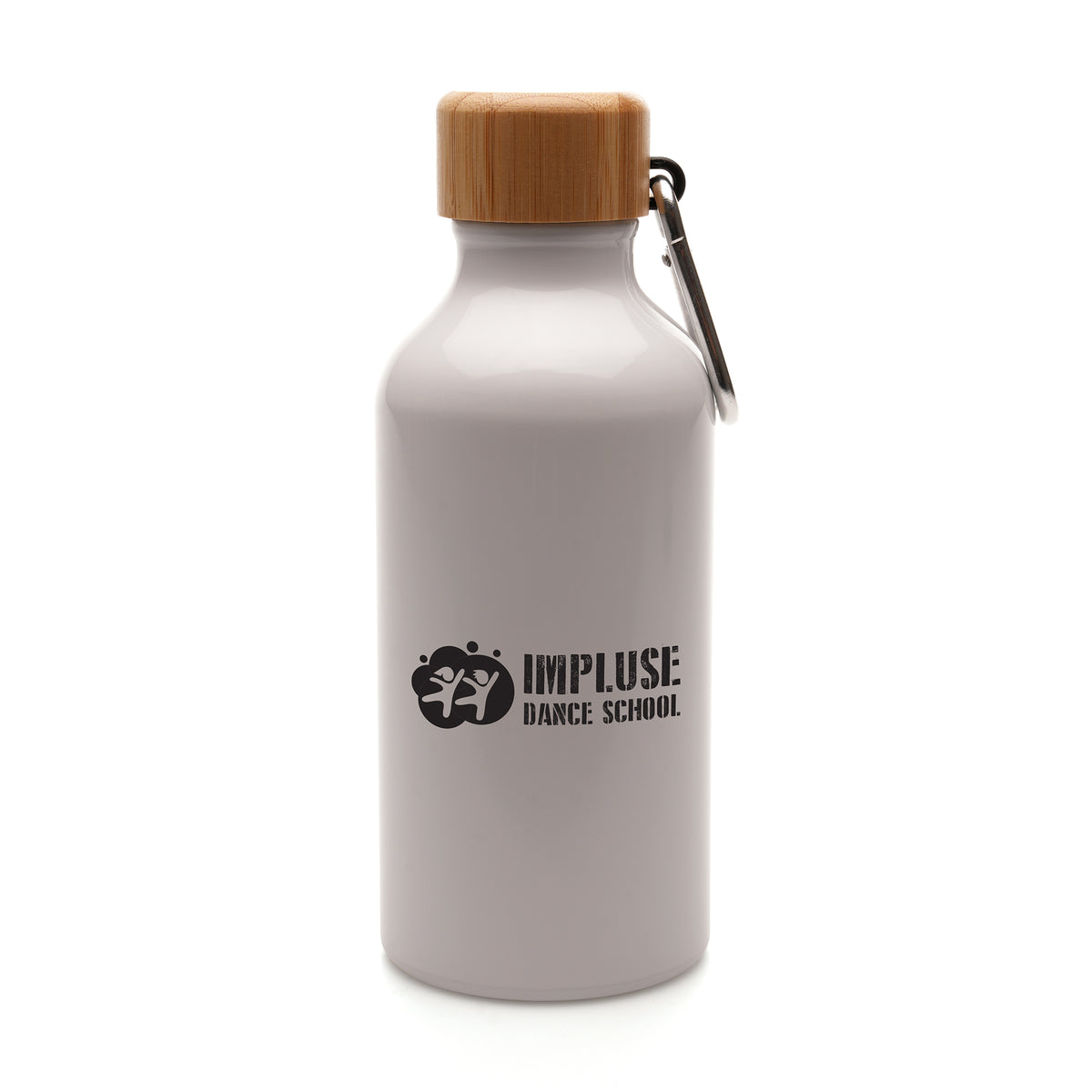 Branded 400ml Recycled Aluminium and Bamboo Drinks Bottle in White