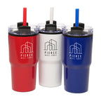 Branded 600ml Gloss Finish Insulated Tumbler with Straw