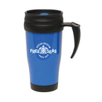 Branded 400ml Recycled PP Double Walled Travel Mug in Blue