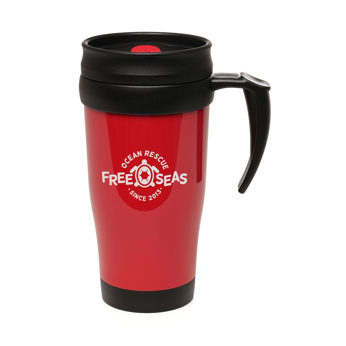 Branded 400ml Recycled PP Double Walled Travel Mug in Red