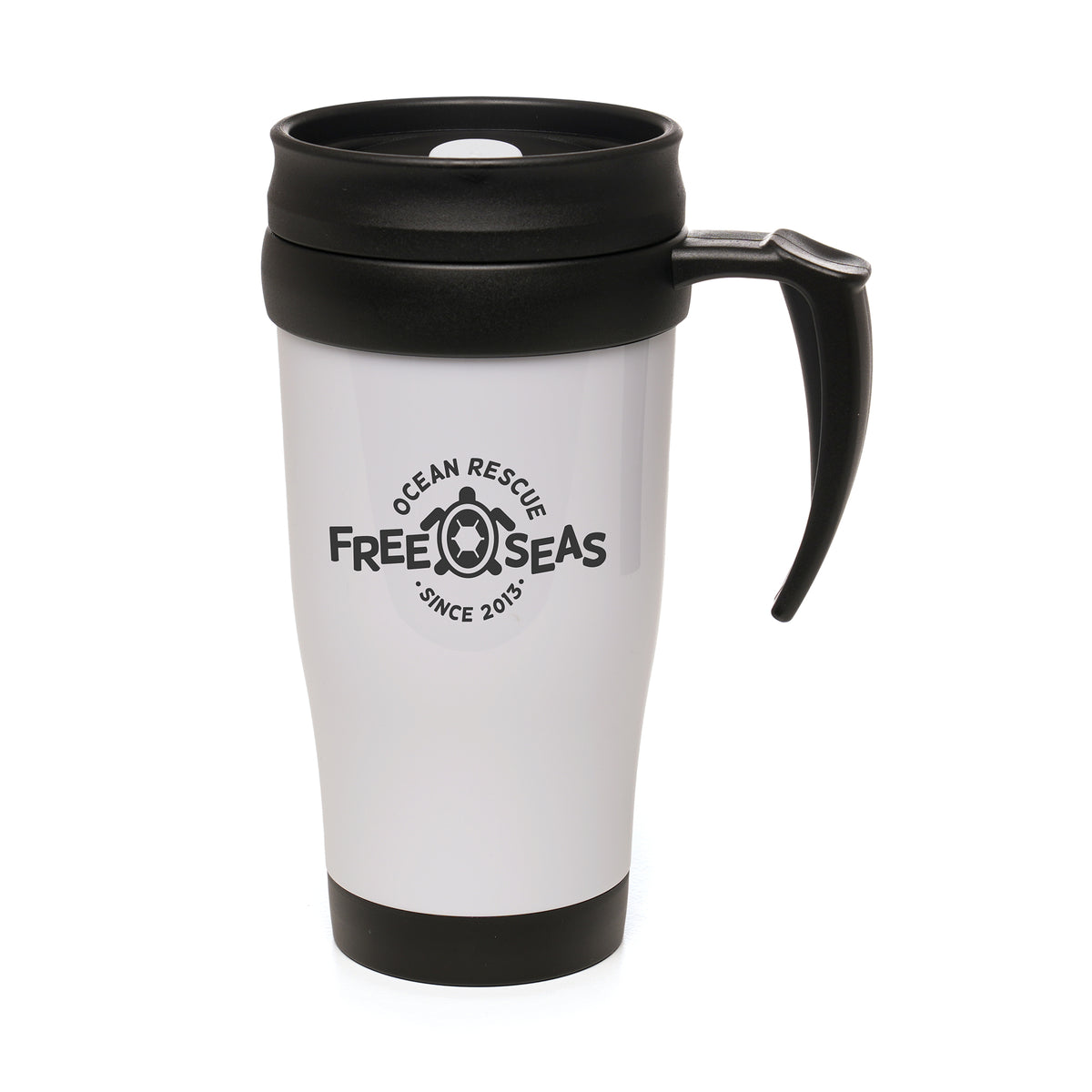 Branded 400ml Recycled PP Double Walled Travel Mug in White