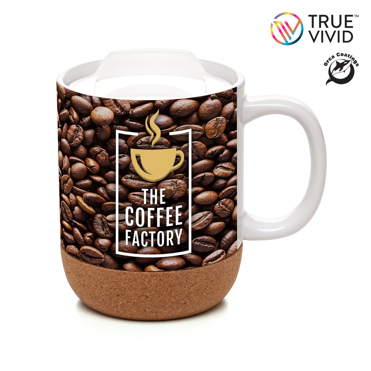 Branded 400ml Full Colour Ceramic Mug with Cork Base