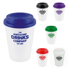 Branded 350ml Frosted White Take Out Mug with Sipper
