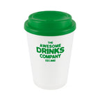 Branded 350ml Frosted White Take Out Mug with Sipper in Green