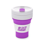 Branded 355ml Collapsible Silicone Take Out Cup in Purple