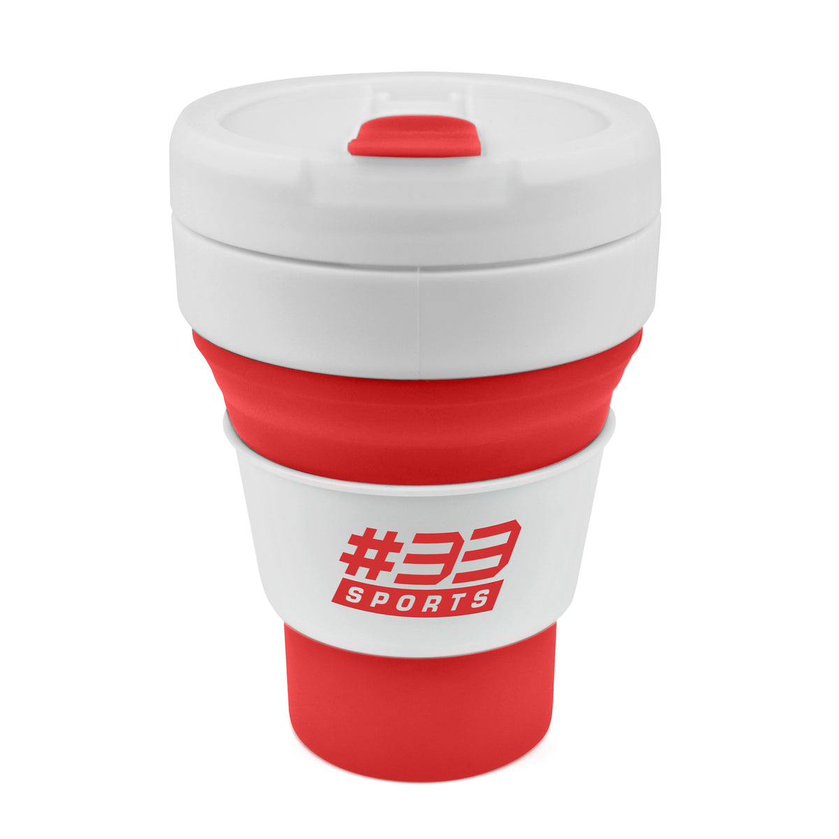 Branded 355ml Collapsible Silicone Take Out Cup in Red