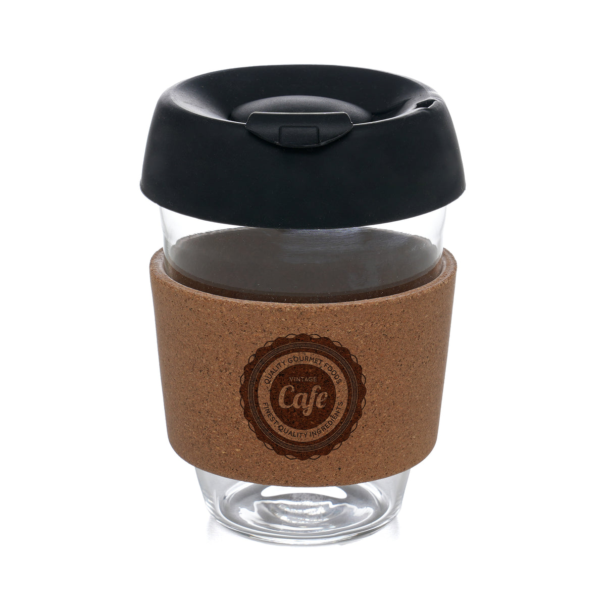 Branded 350ml Borosilicate Glass Tumbler with Cork Grip