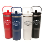 Branded 900ml Recycled Stainless Steel Travel Mug with Bucket Handle