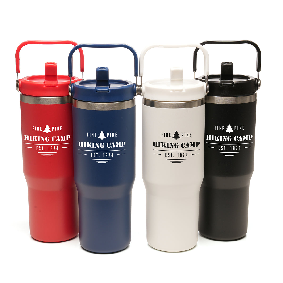 Branded 900ml Recycled Stainless Steel Travel Mug with Bucket Handle
