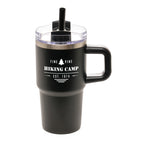 Branded 600ml Recycled Steel Travel Mug with Handle and Straw