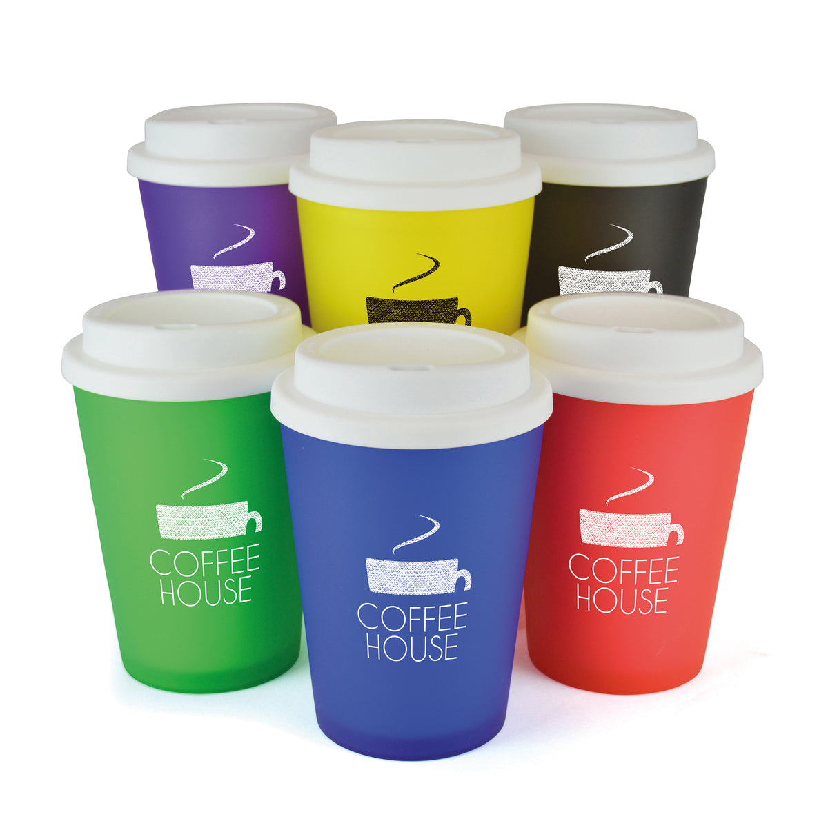 Branded 350ml Frosted Coloured Take Out Mug