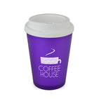 Branded 350ml Frosted Coloured Take Out Mug in Purple