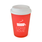 Branded 350ml Frosted Coloured Take Out Mug in Red