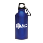 Branded 400ml Recycled Aluminium Sports Bottle with Carabineer in Blue