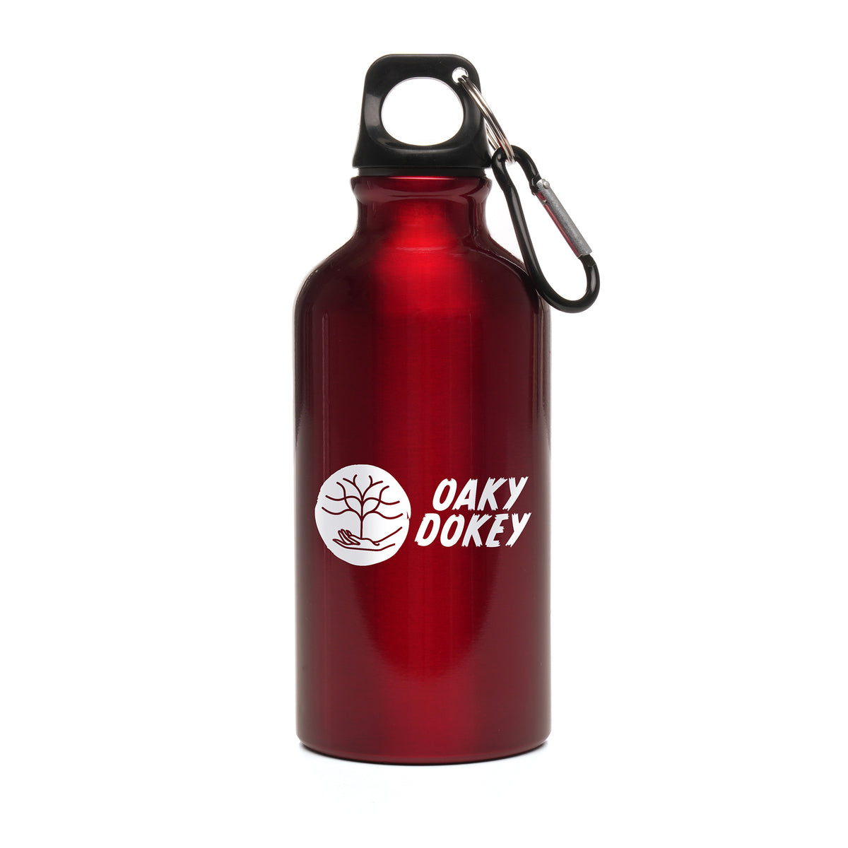 Branded 400ml Recycled Aluminium Sports Bottle with Carabineer in Red