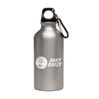 Branded 400ml Recycled Aluminium Sports Bottle with Carabineer in Silver