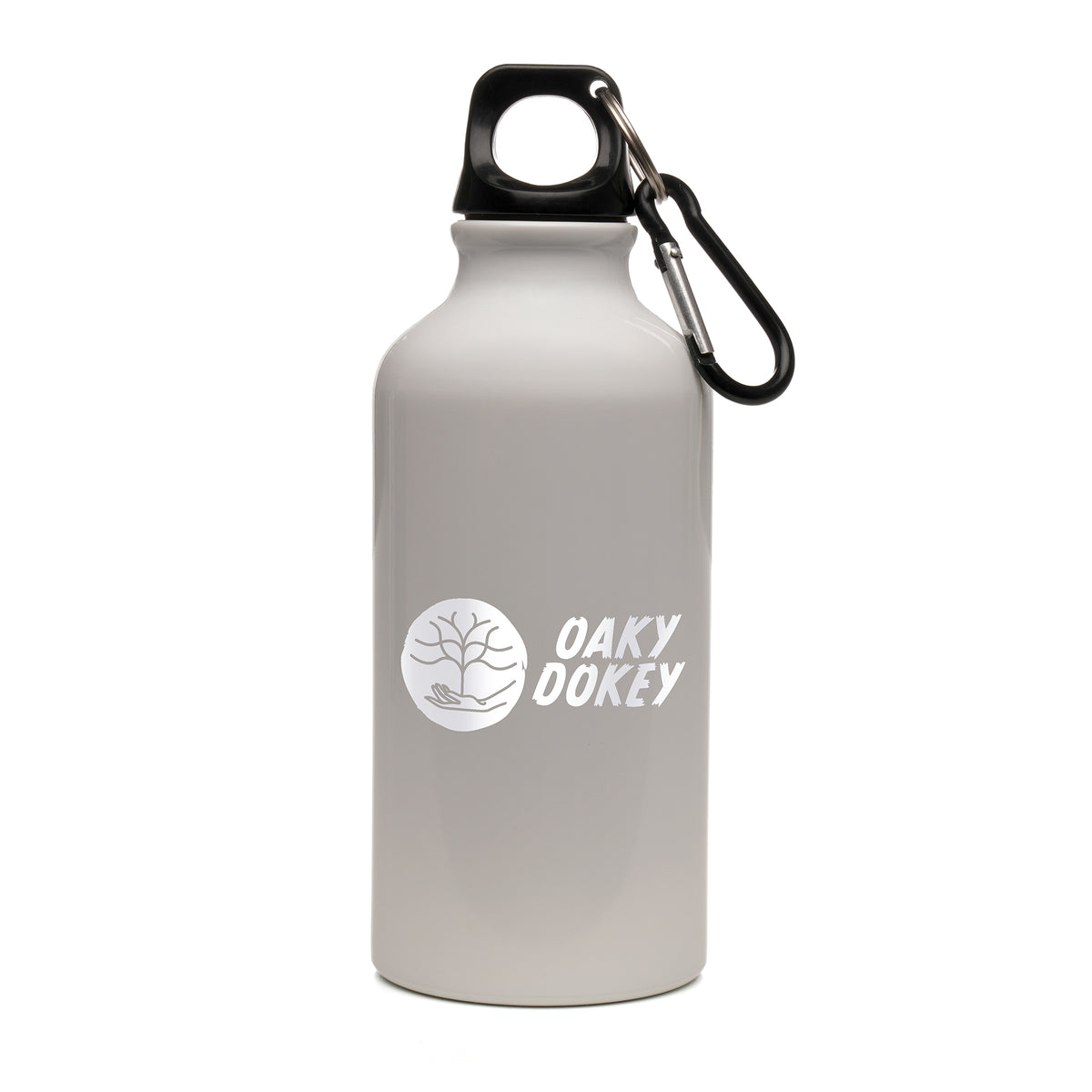 Branded 400ml Recycled Aluminium Sports Bottle with Carabineer in White
