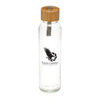 Branded 450ml Glass Bottle with Bamboo Lid and Silicone Handle
