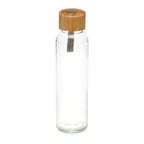 Branded 450ml Glass Bottle with Bamboo Lid and Silicone Handle