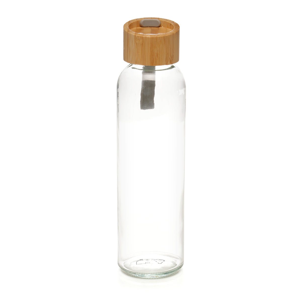 Branded 450ml Glass Bottle with Bamboo Lid and Silicone Handle
