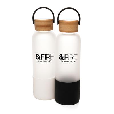 Frosted 500ml Bottle with Bamboo Lid