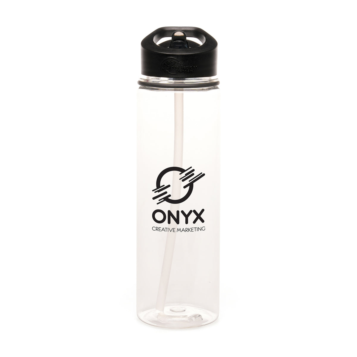 Branded 725ml Recycled RPET Bottle with Sipper in Black