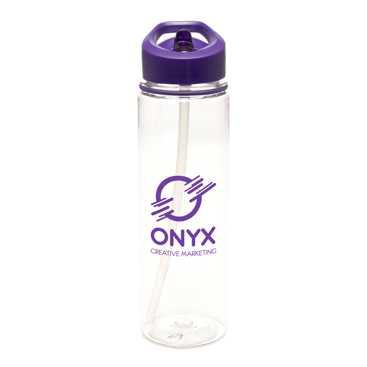 Branded 725ml Recycled RPET Bottle with Sipper in Purple