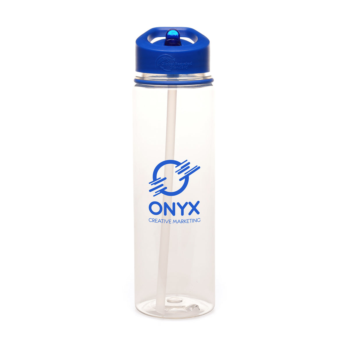 Branded 725ml Recycled RPET Bottle with Sipper in Royal Blue