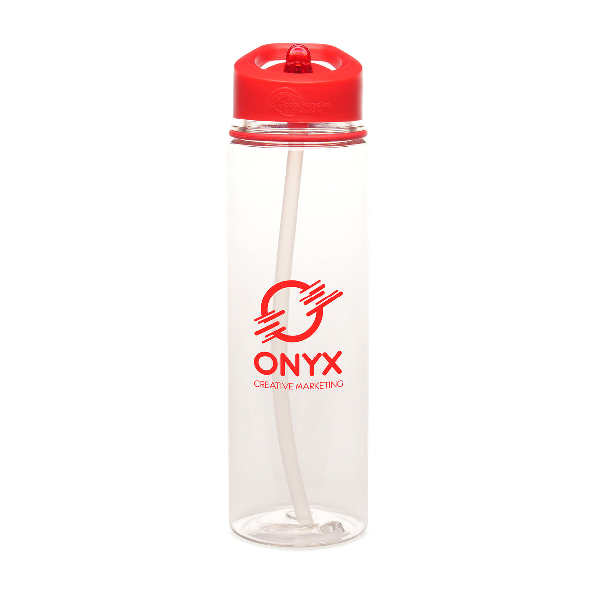Branded 725ml Recycled RPET Bottle with Sipper in Red