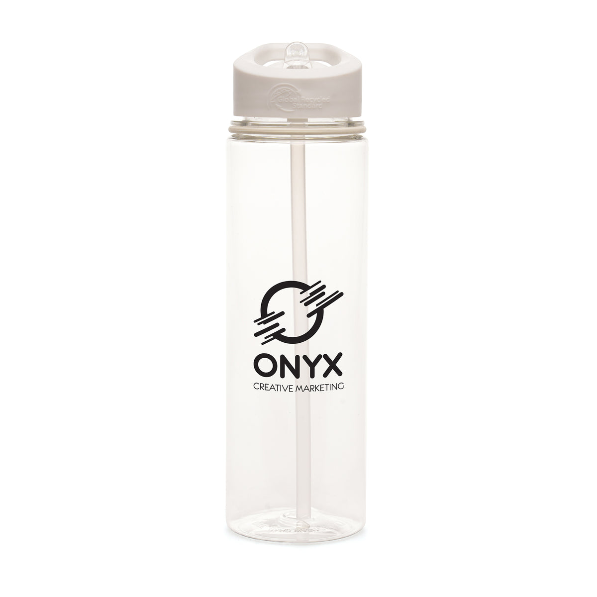 Branded 725ml Recycled RPET Bottle with Sipper in White