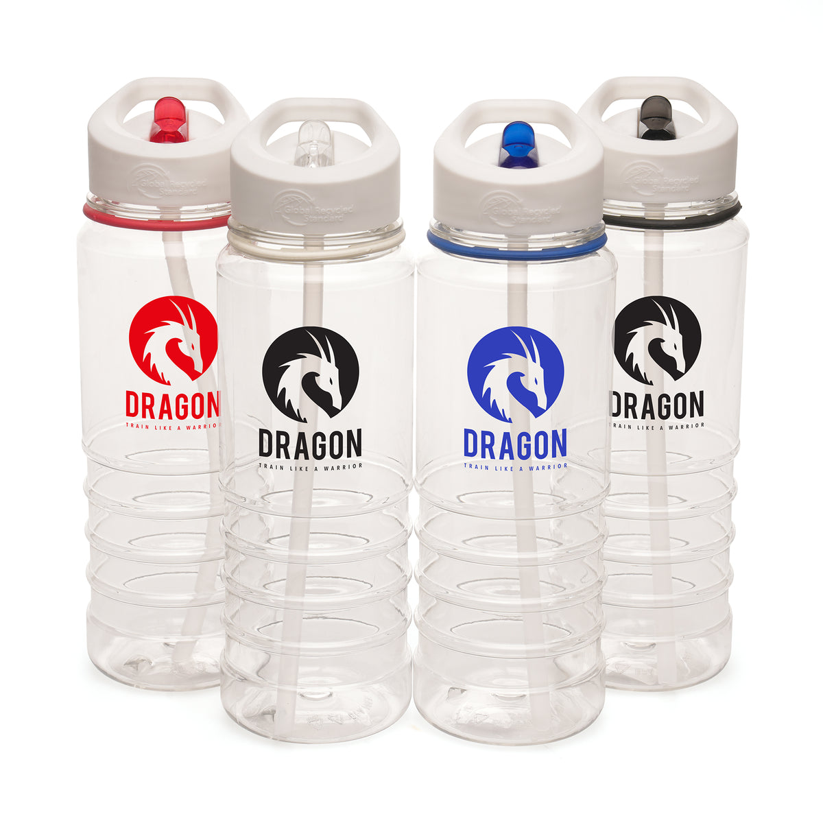 Branded 750ml Recycled RPET Sports Bottle with Ridged Base