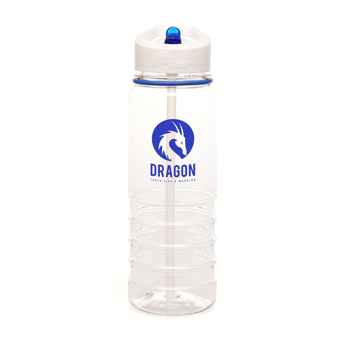 Branded 750ml Recycled RPET Sports Bottle with Ridged Base in Royal Blue