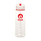 Branded 750ml Recycled RPET Sports Bottle with Ridged Base in Red