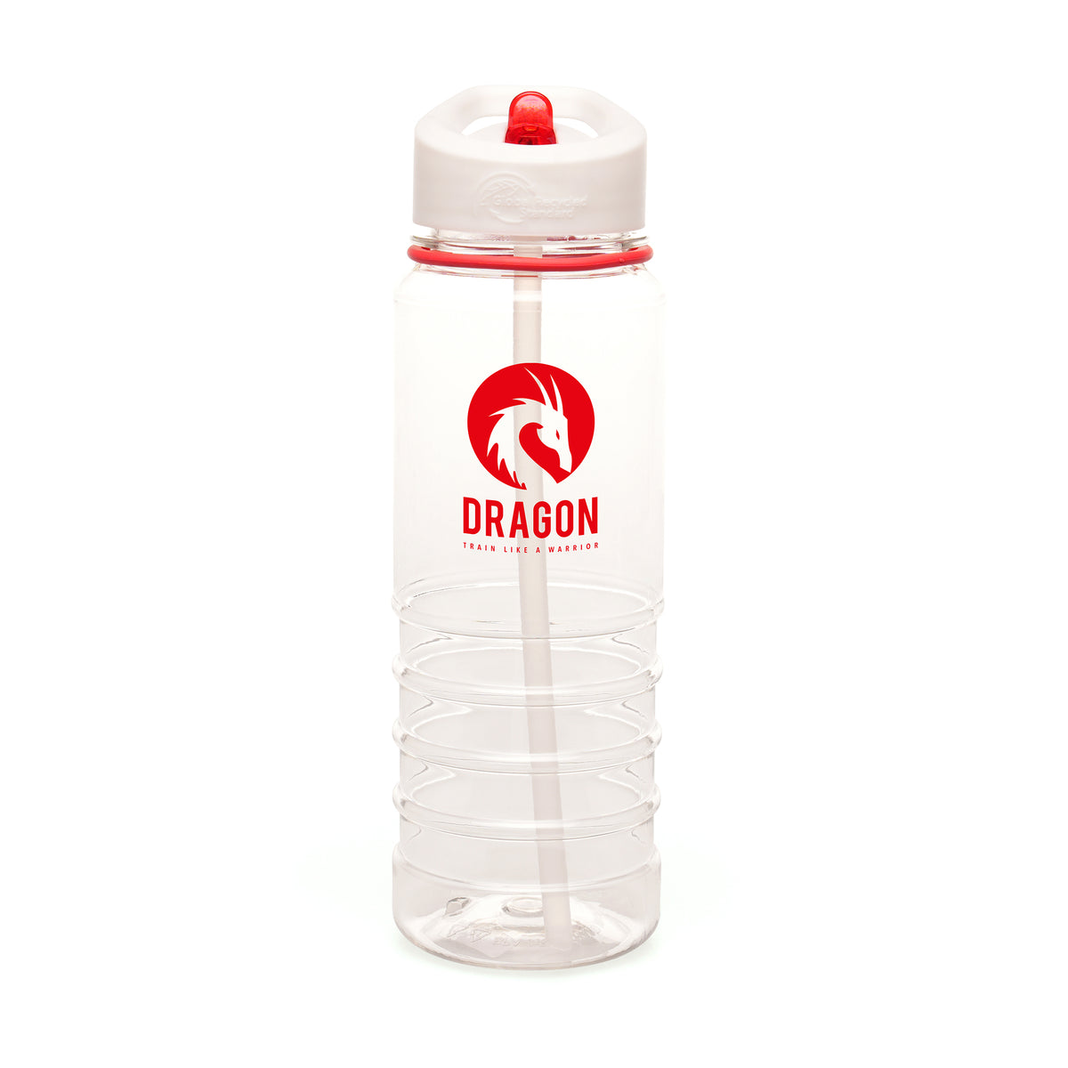 Branded 750ml Recycled RPET Sports Bottle with Ridged Base in Red