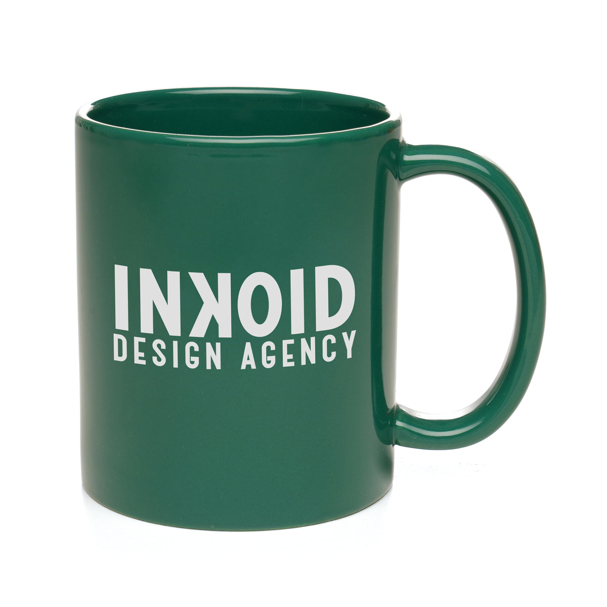 Branded 11oz Coloured Gloss Ceramic Mug in Dark Green