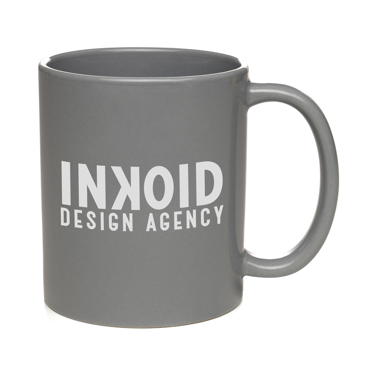 Branded 11oz Coloured Gloss Ceramic Mug in Grey