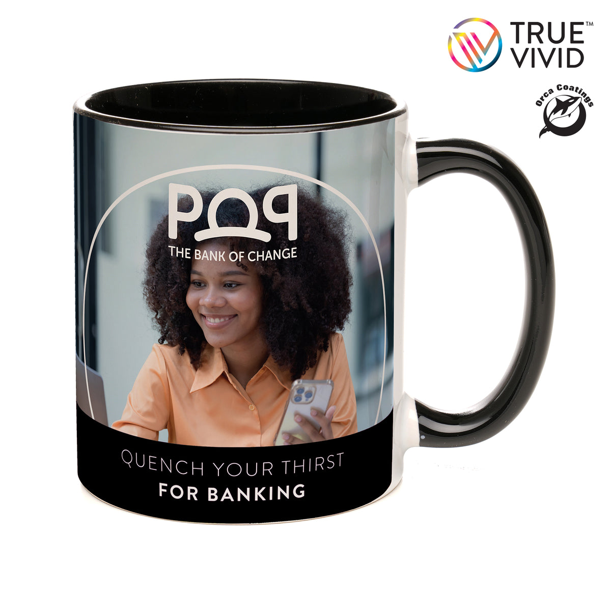 Branded 11oz Two-Tone Full Colour Ceramic Mug in Black