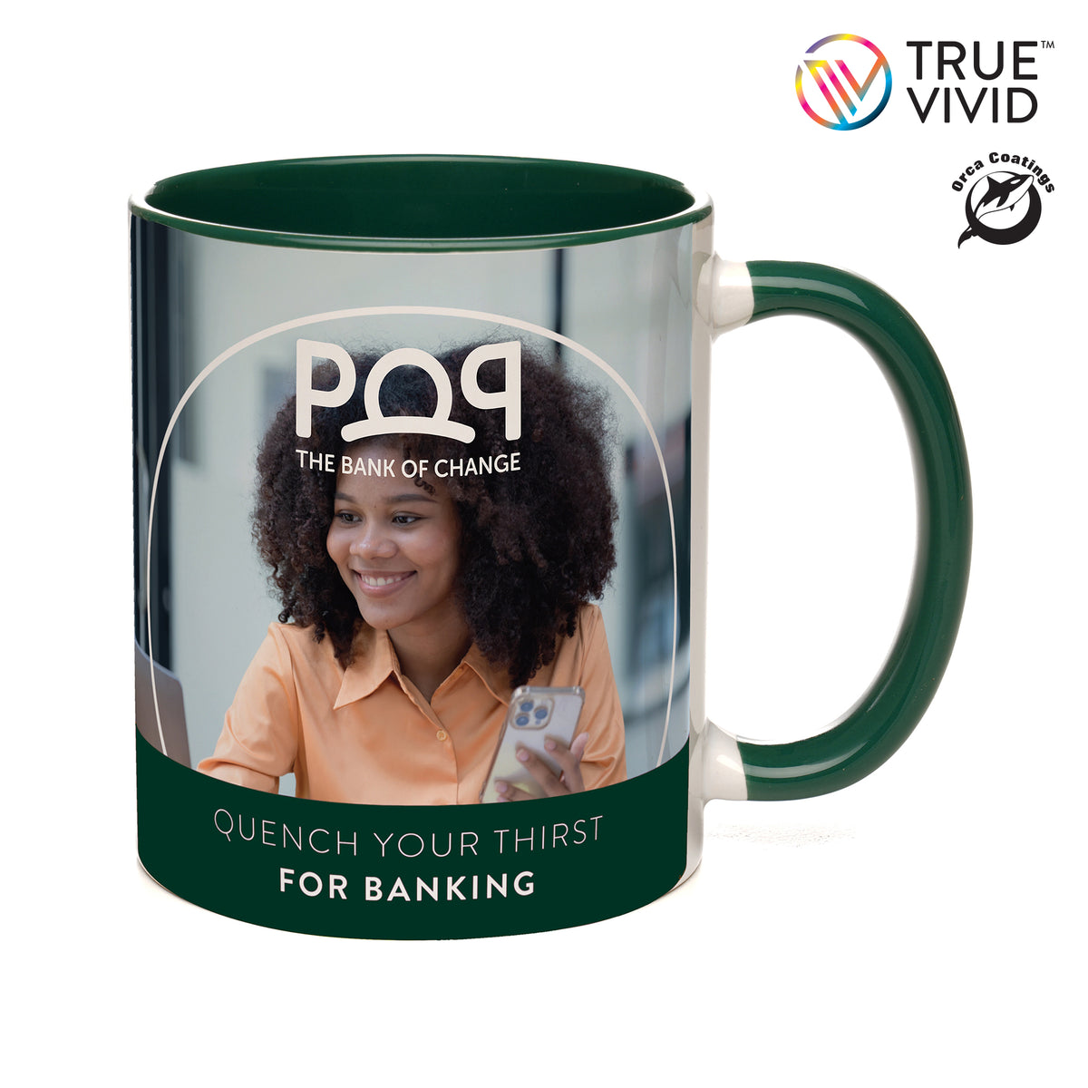Branded 11oz Two-Tone Full Colour Ceramic Mug in Dark Green