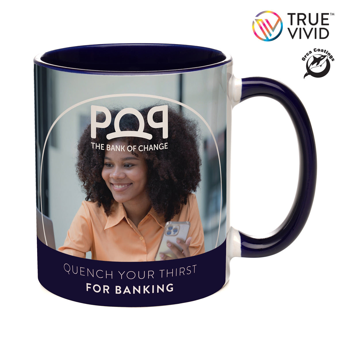 Branded 11oz Two-Tone Full Colour Ceramic Mug in Navy Blue