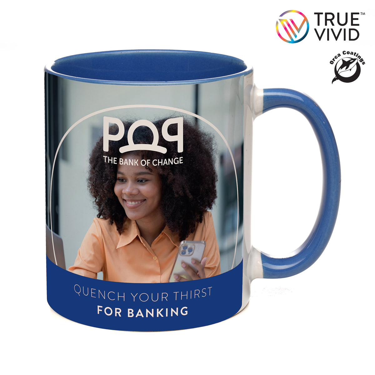 Branded 11oz Two-Tone Full Colour Ceramic Mug in Royal Blue