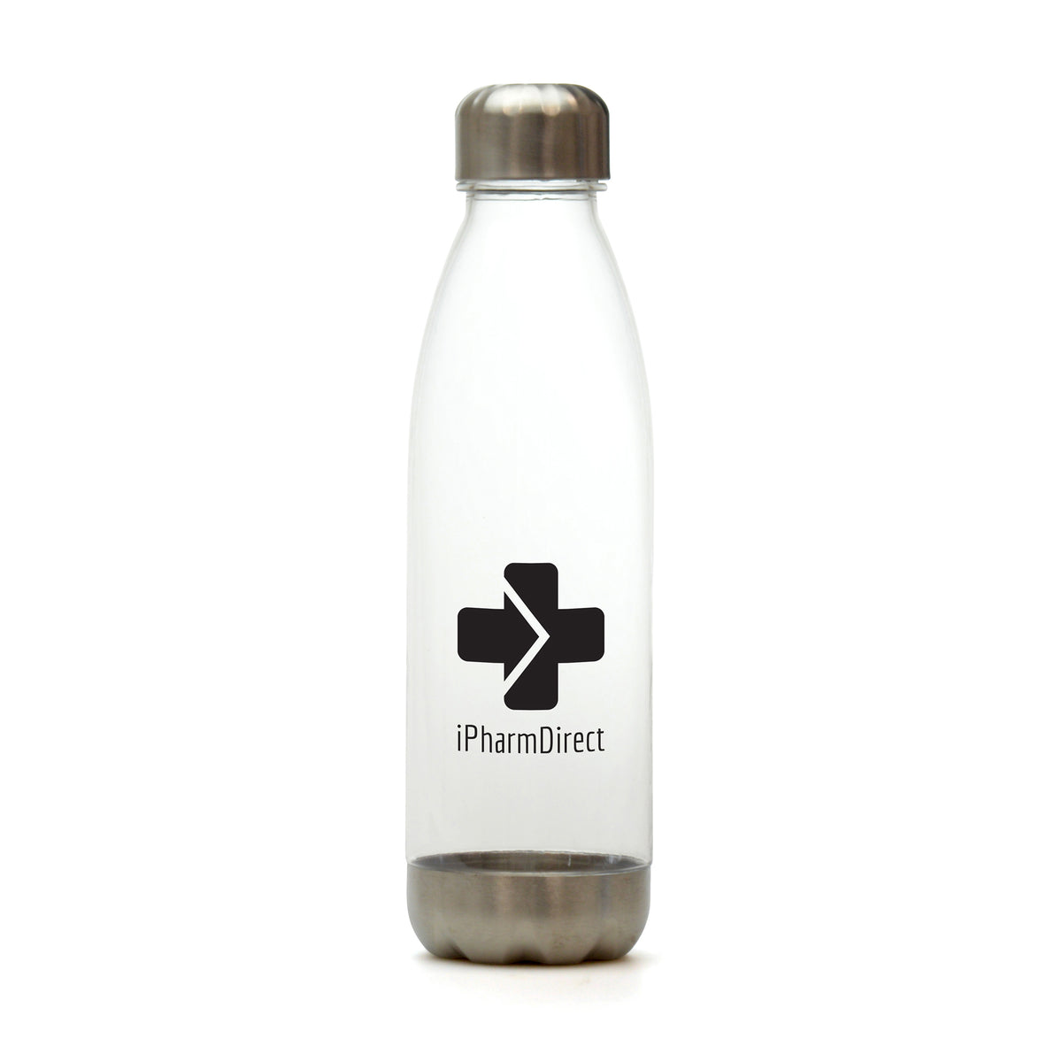 Branded 650ml Recycled RPET Bottle with Steel Lid in Transparent