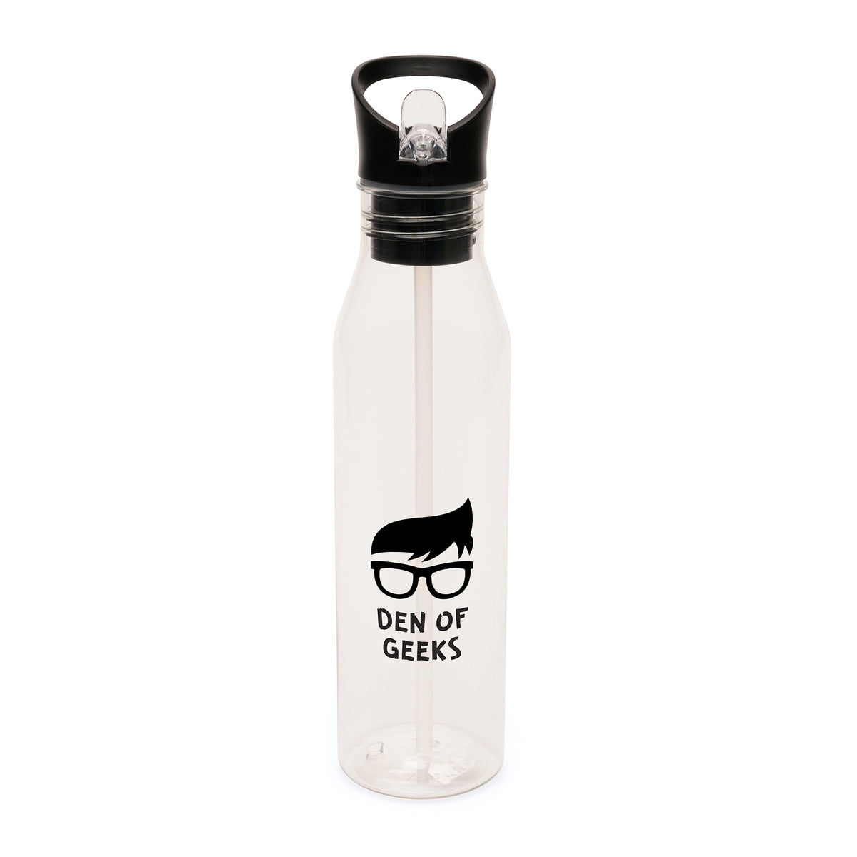 Branded 720ml RPET Bottle with Straw and Handle in Transparent