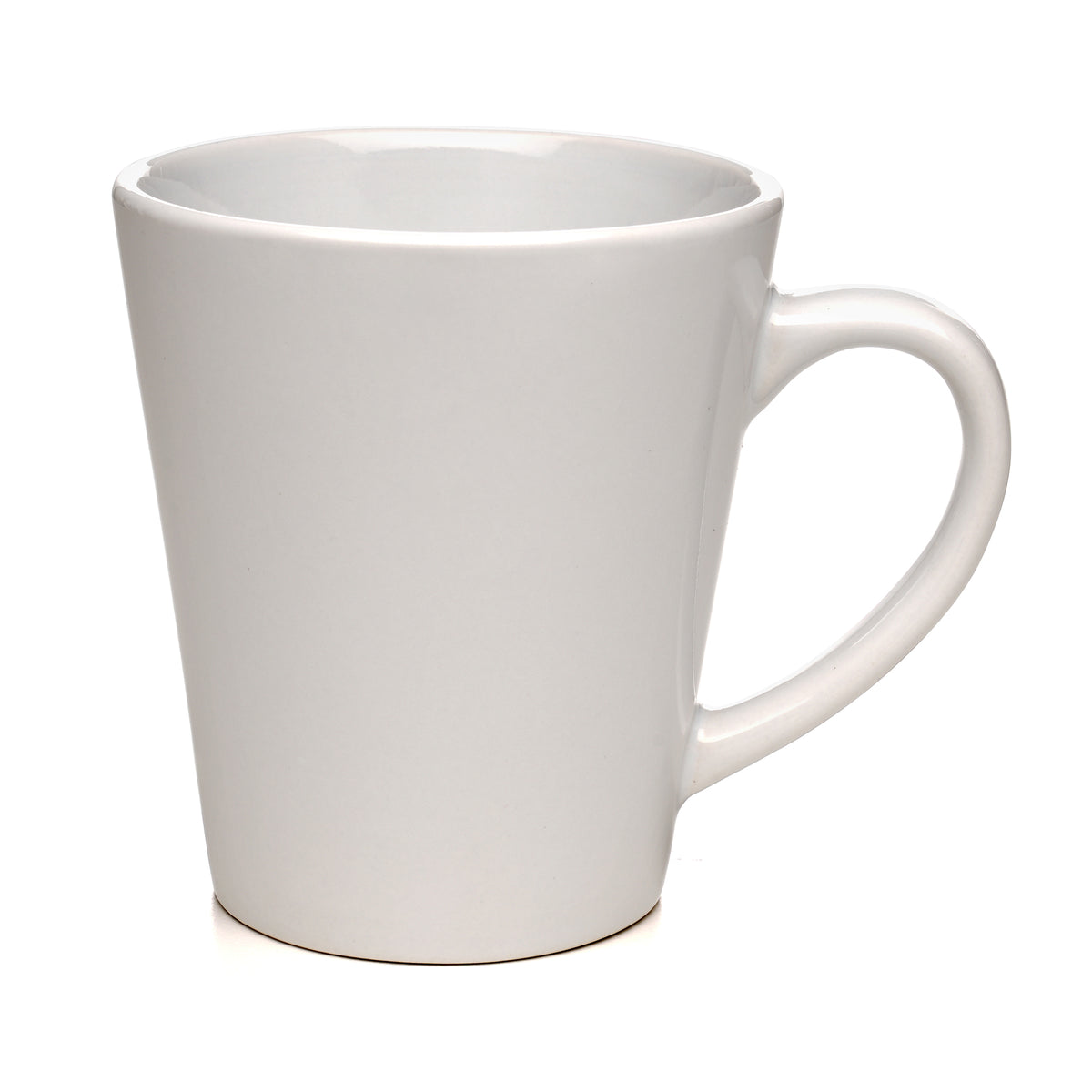 Branded 11oz Latte-Style White Gloss Ceramic Mug
