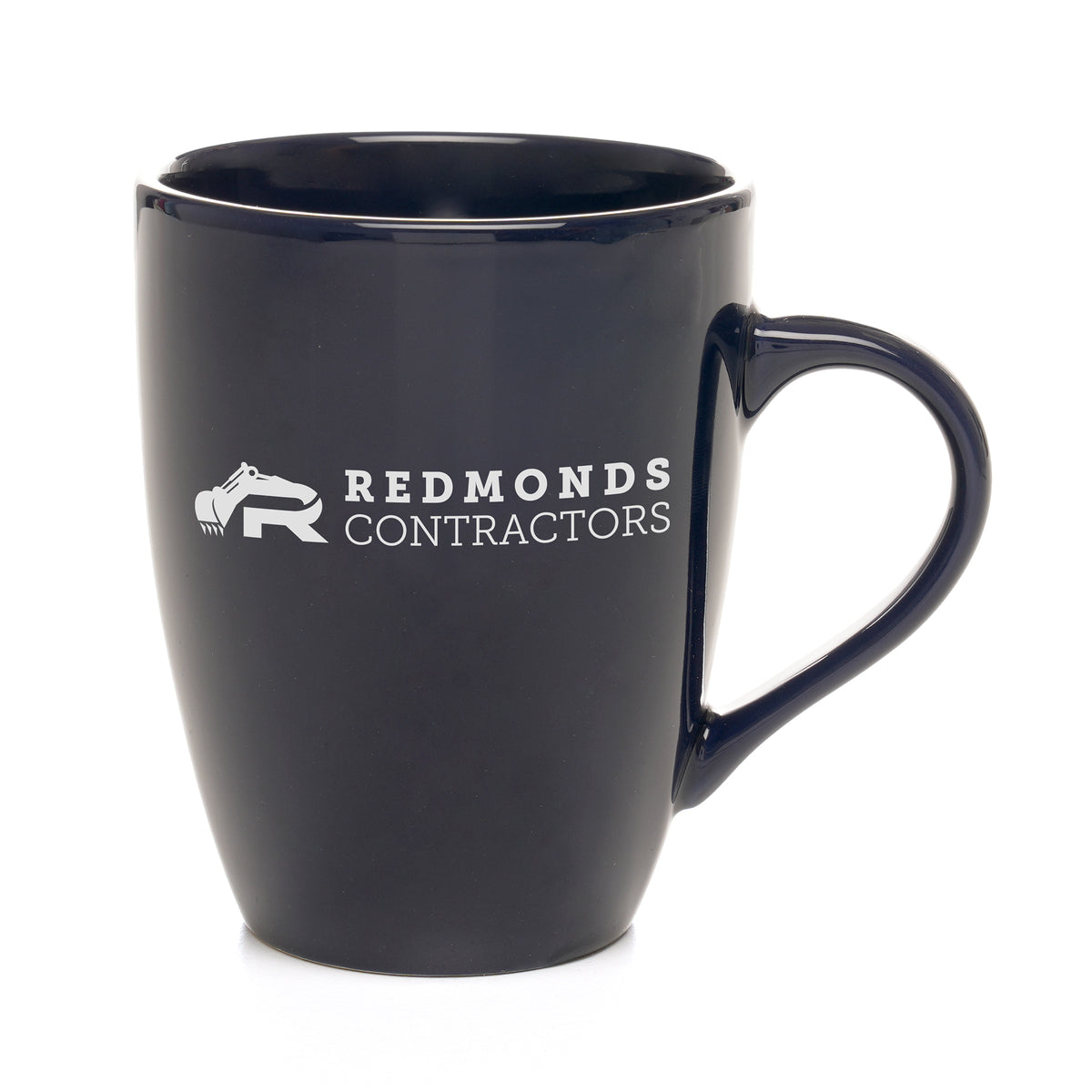 Branded 400ml Tall Coloured Gloss Ceramic Mug in Navy Blue