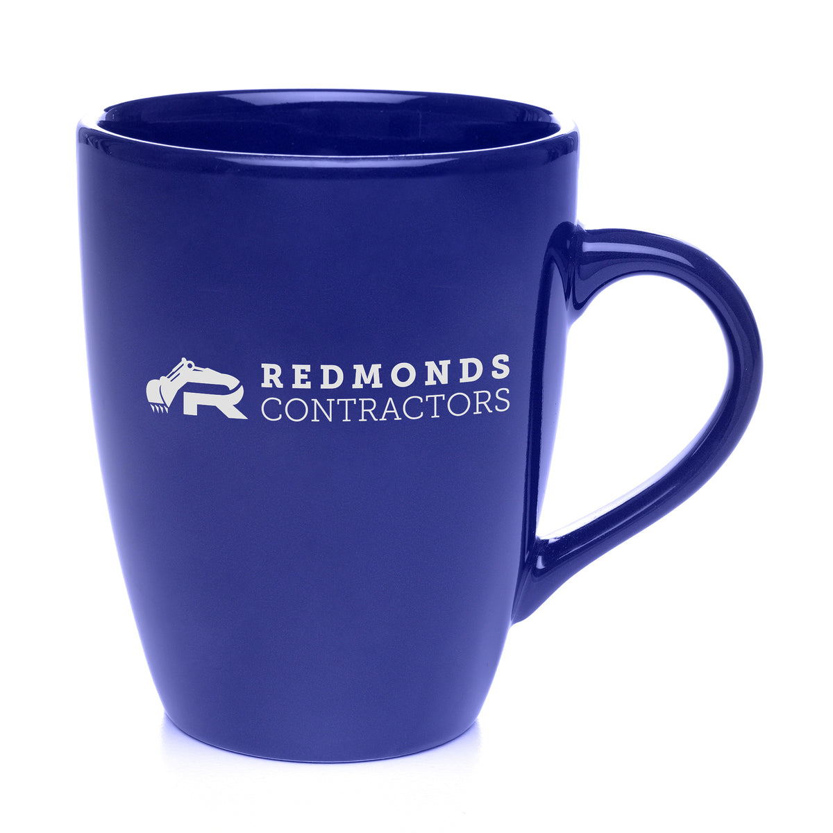 Branded 400ml Tall Coloured Gloss Ceramic Mug in Royal Blue
