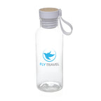 Branded 600ml RPET Bottle with Bamboo Detail Lid in White