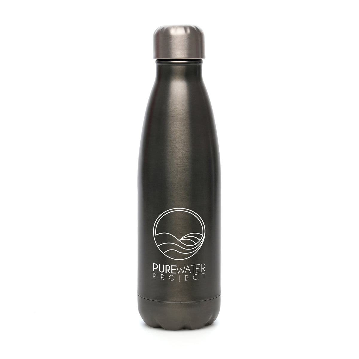 Branded 500ml Recycled Stainless Steel Insulated Bottle in Gun Metal