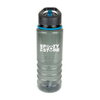Branded 750ml Smoked PET Sports Bottle with Straw in Cyan
