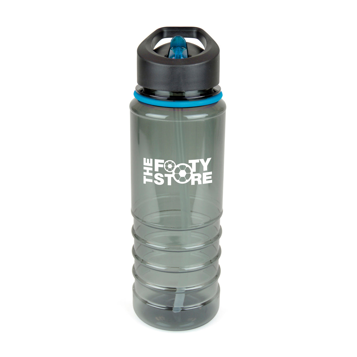 Branded 750ml Smoked PET Sports Bottle with Straw in Cyan